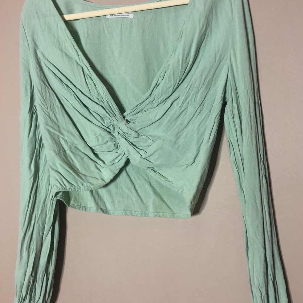 UO linen blend twist front top